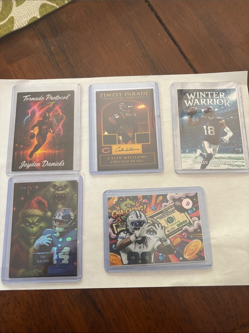 Set of 5 Football Trading Cards - Colorful Graphics